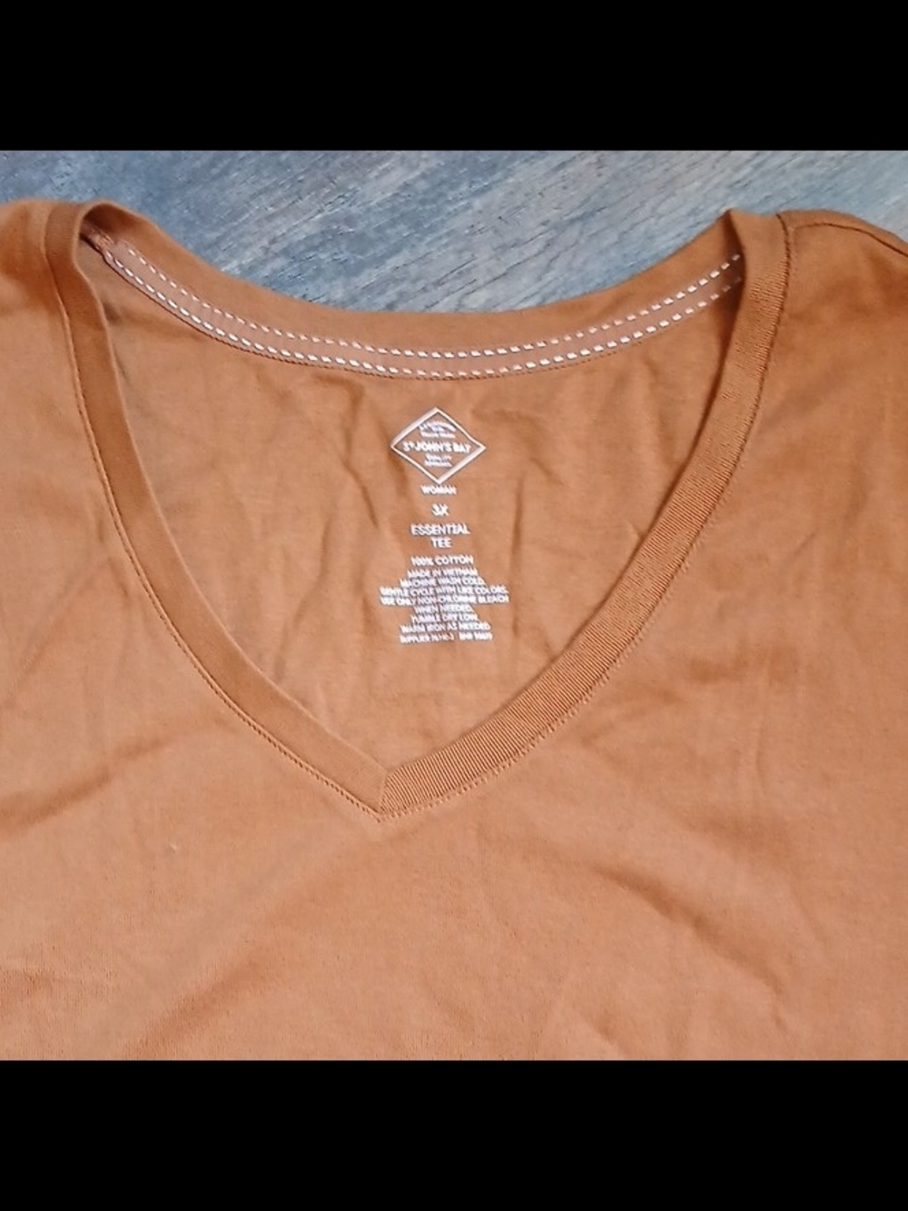 St. John's Bay Women's V-Neck 3/4 Sleeve Top - Rust Brown - Picture 5 of 9